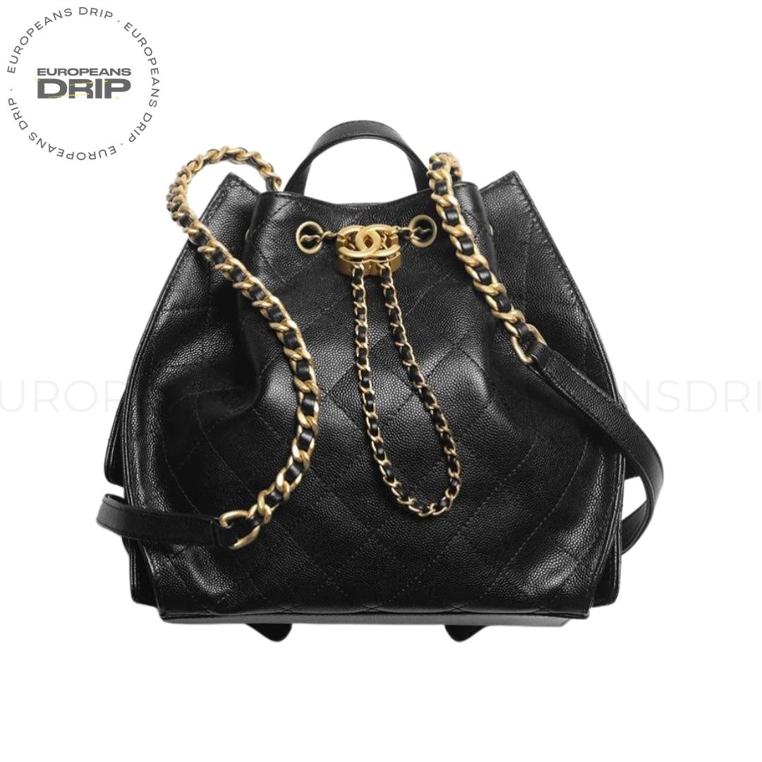 Backpack Medium MV of Calfskin Hammered and Metal Golden 23 cm