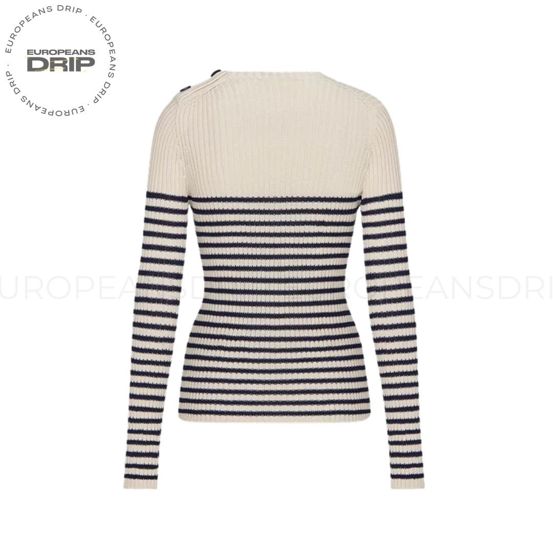 Sweater Cotton ecru/Blue Navy