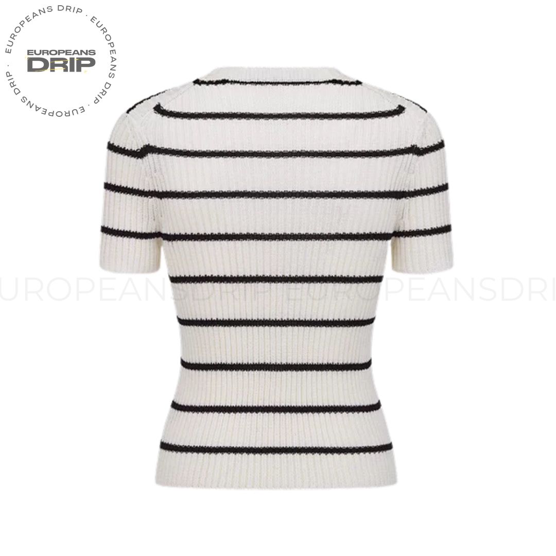 Sweater Cotton coste ecru and Blue Navy