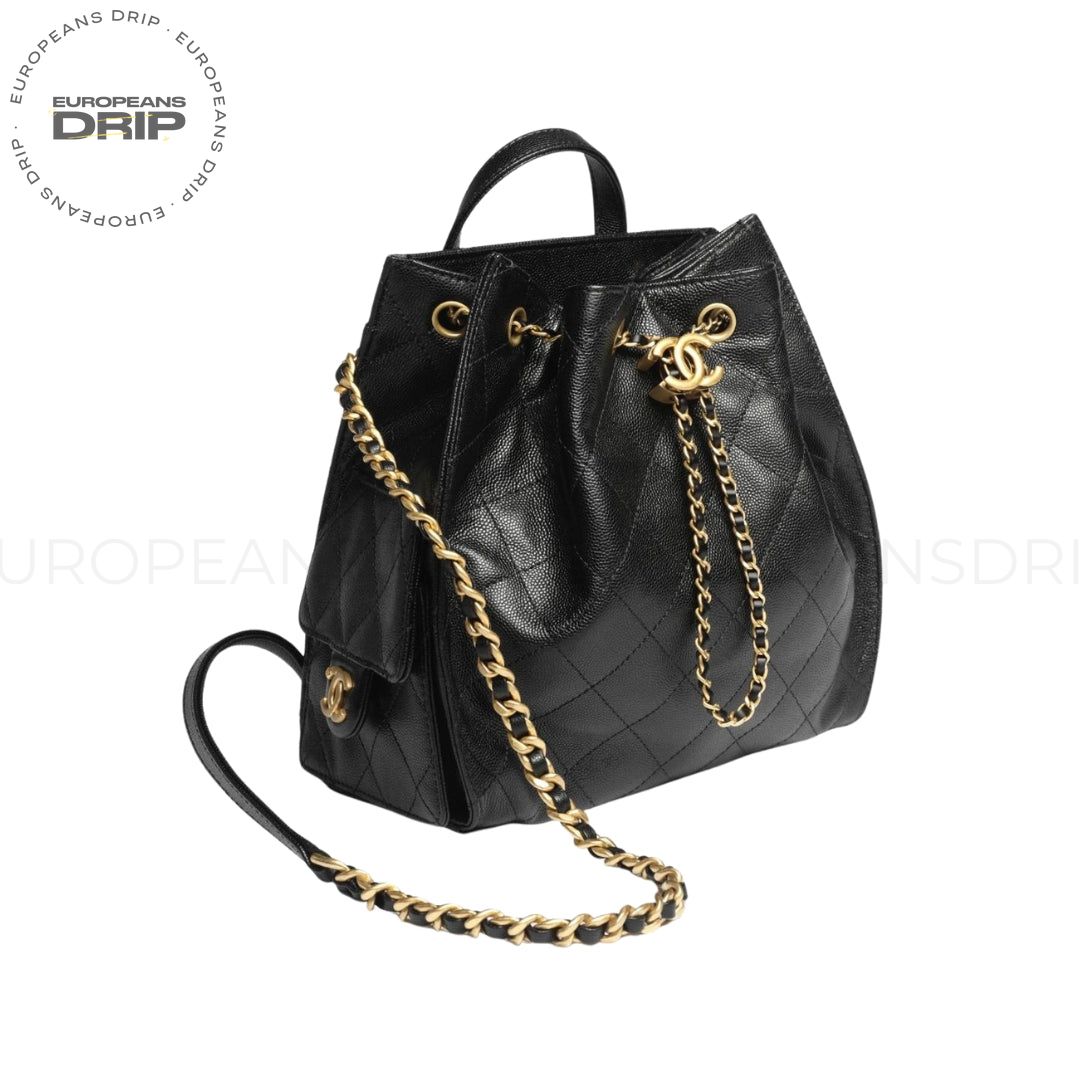 Backpack Medium MV of Calfskin Hammered and Metal Golden 23 cm