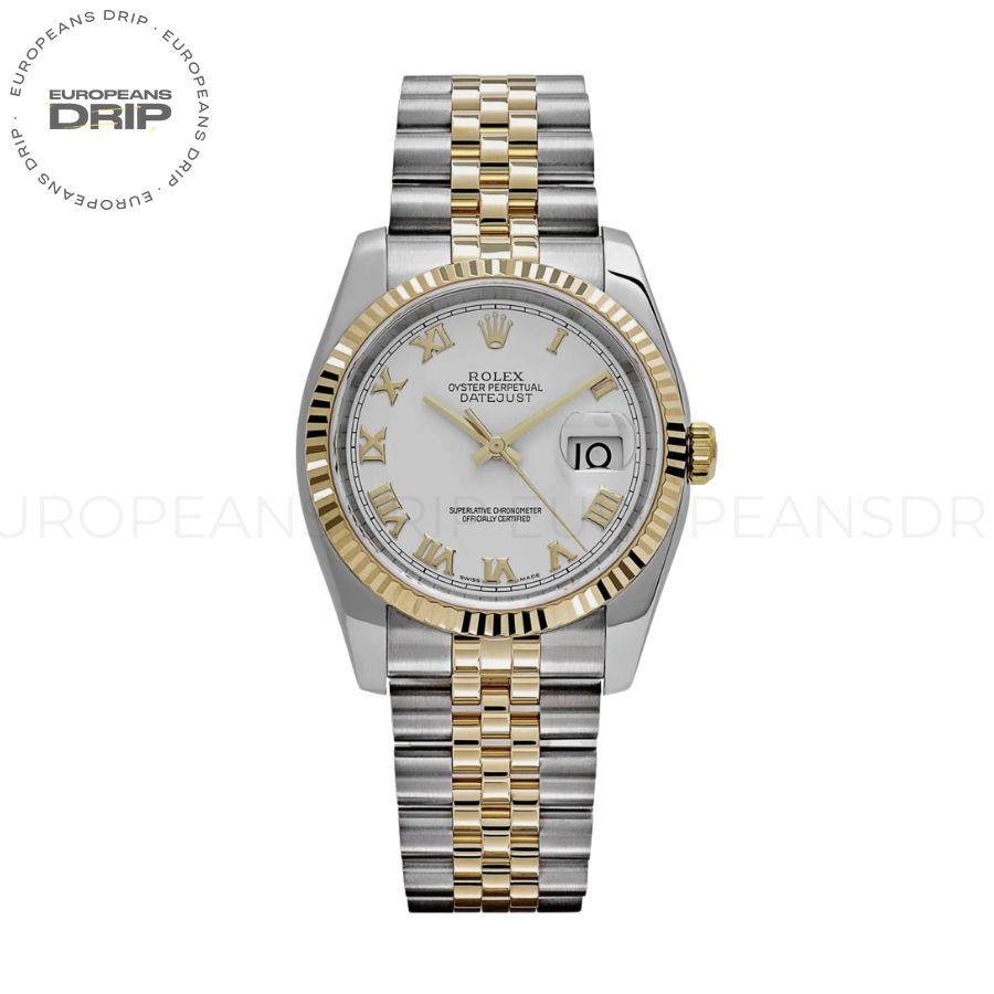 Date just yellow gold white roman dial 41mm