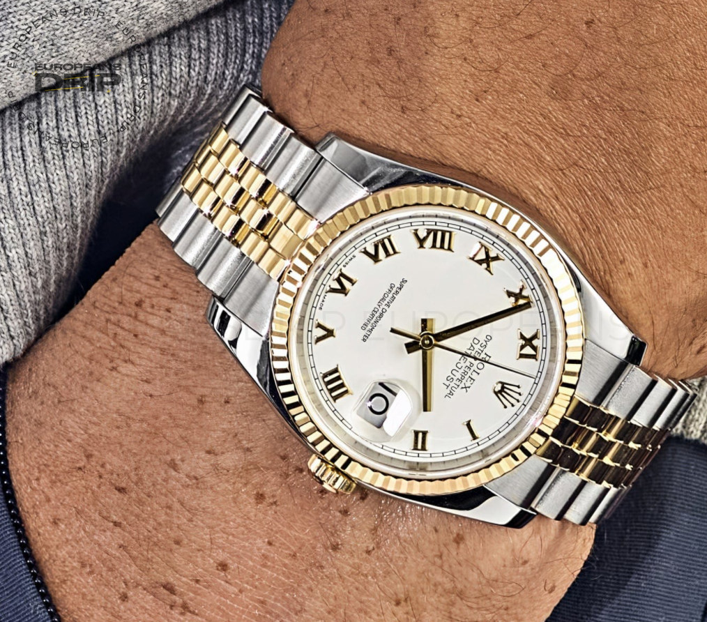 Date just yellow gold white roman dial 41mm