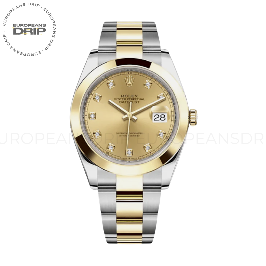 Date just yellow gold champagne diamond dial 41mm