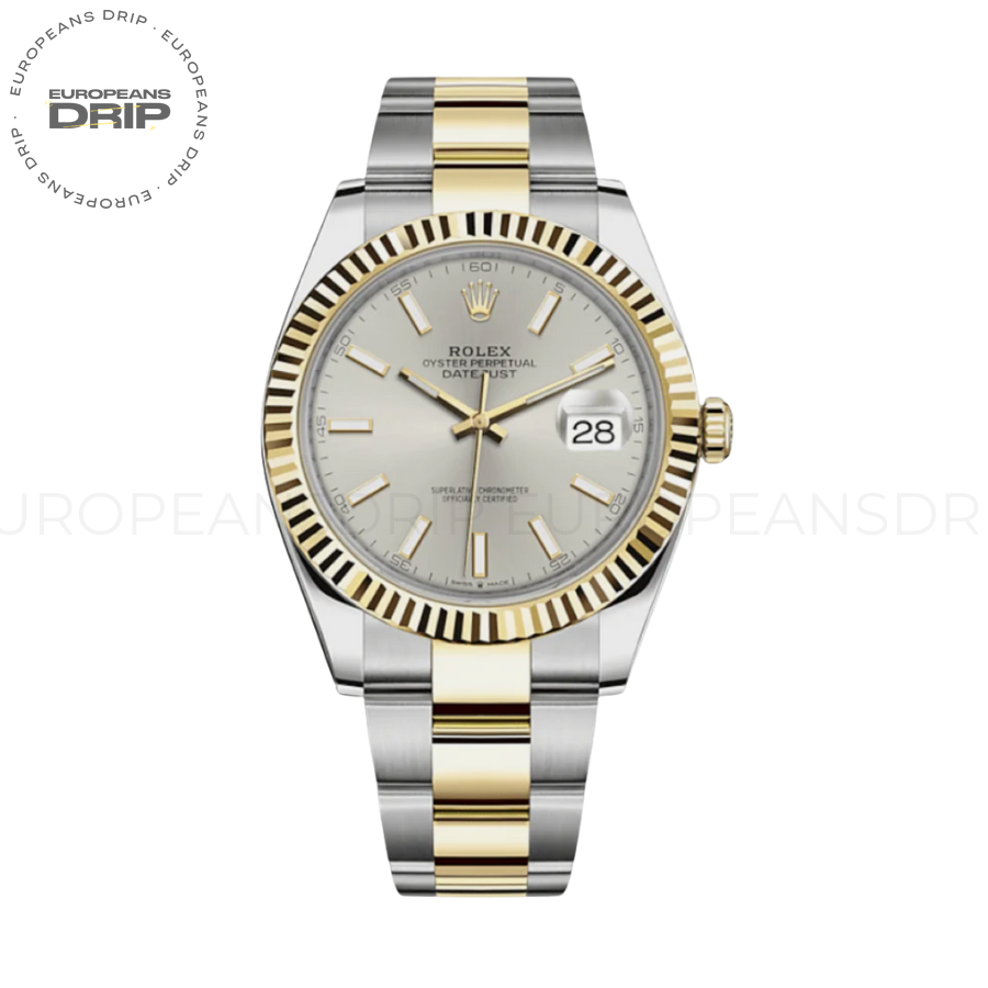 Date just yellow gold silver dial 41mm