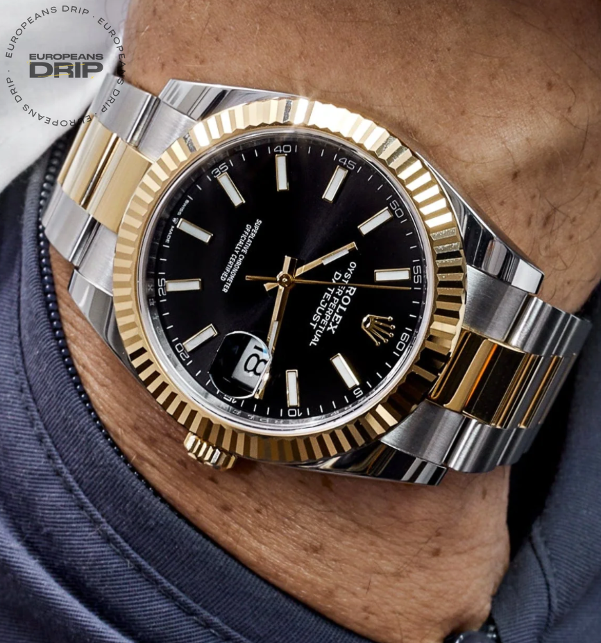 Date just yellow gold black dial 41mm