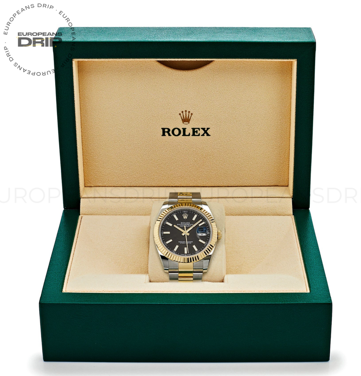 Date just yellow gold black dial 41mm