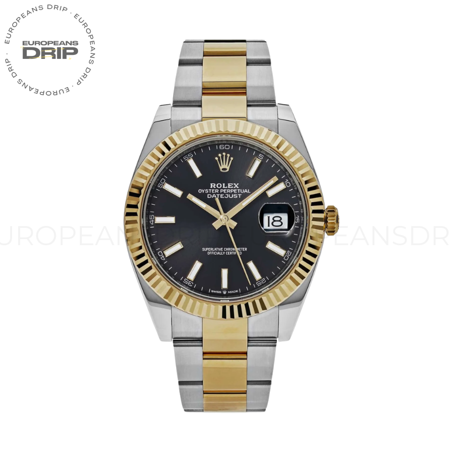 Date just yellow gold black dial 41mm