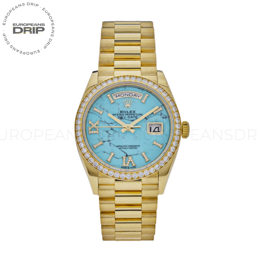 Day-date yellow gold turquoise diamond dial 36mm