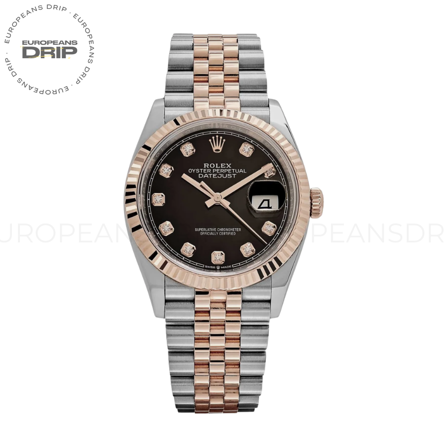 Date just rose gold black diamond dial 36mm