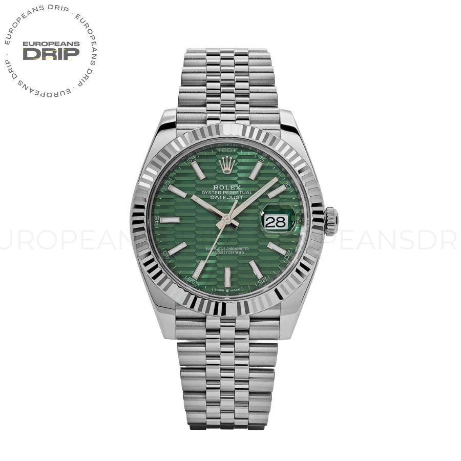 Date just fluted motif green dial 41mm