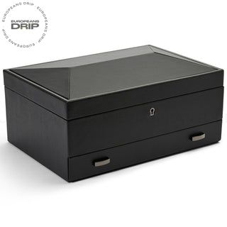WOLF British Racing 10 Piece Watch Box with Storage | Black