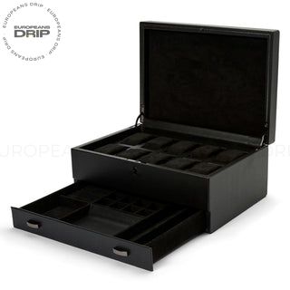 British Racing 10 Piece Watch Box with Storage | Black