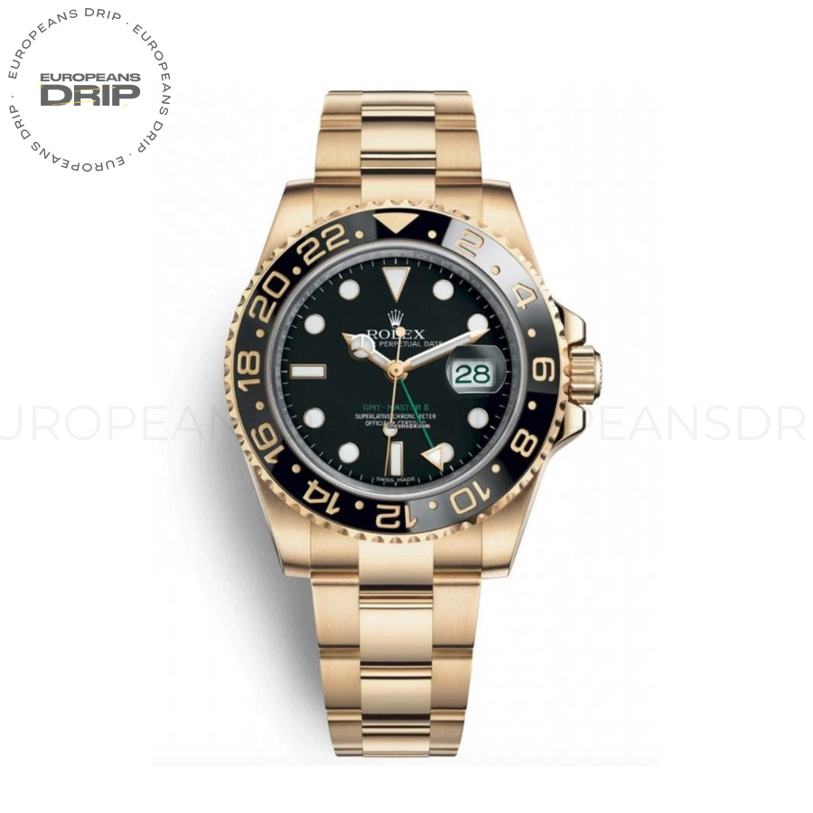 Gmt-master ii yellow gold black dial 40mm
