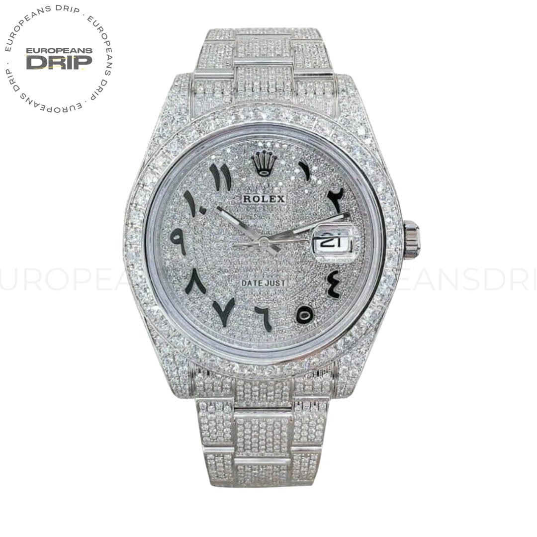 DATEJUST WHITE GOLD DIAMOND ARABIC DIAL ICED OUT