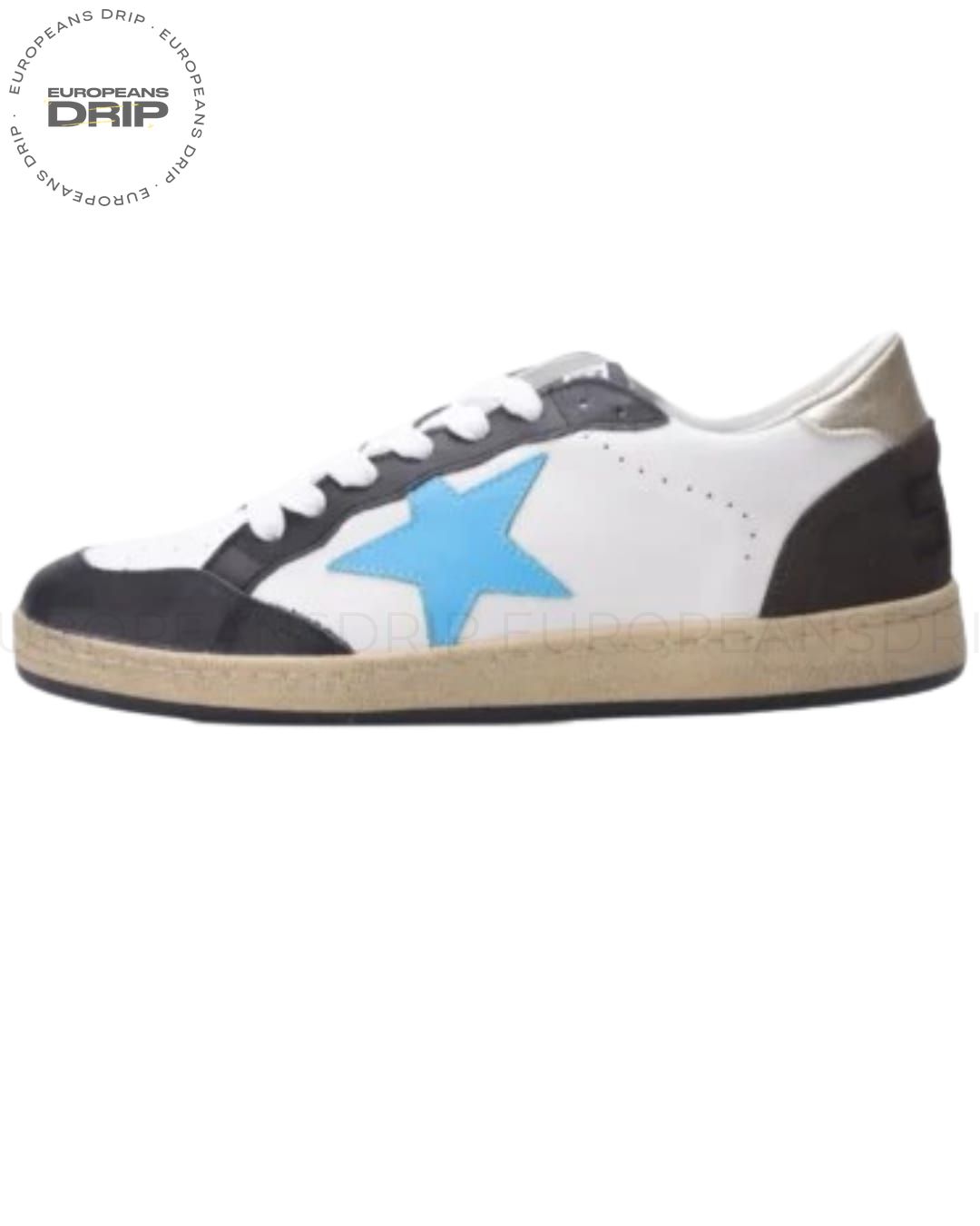Star White Brown Blue Leather