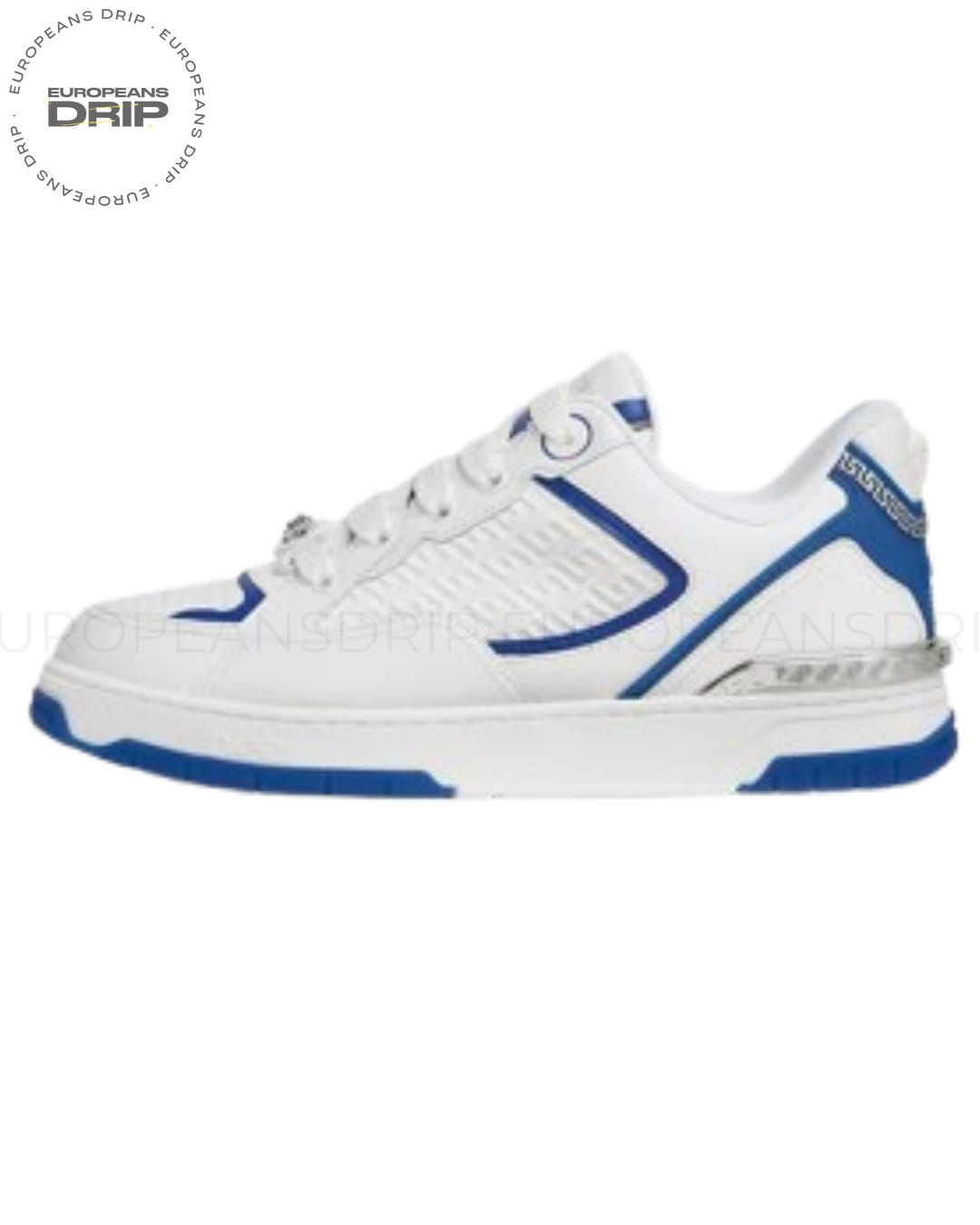 Biggie Basket Leather White Blue
