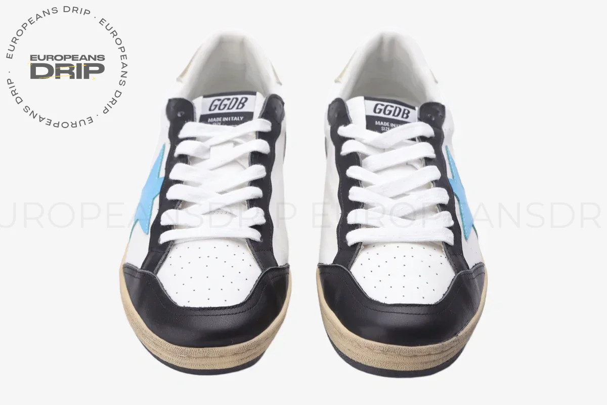 Star White Brown Blue Leather