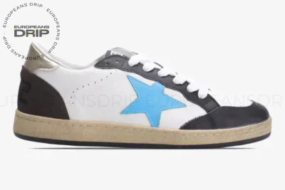 Star White Brown Blue Leather