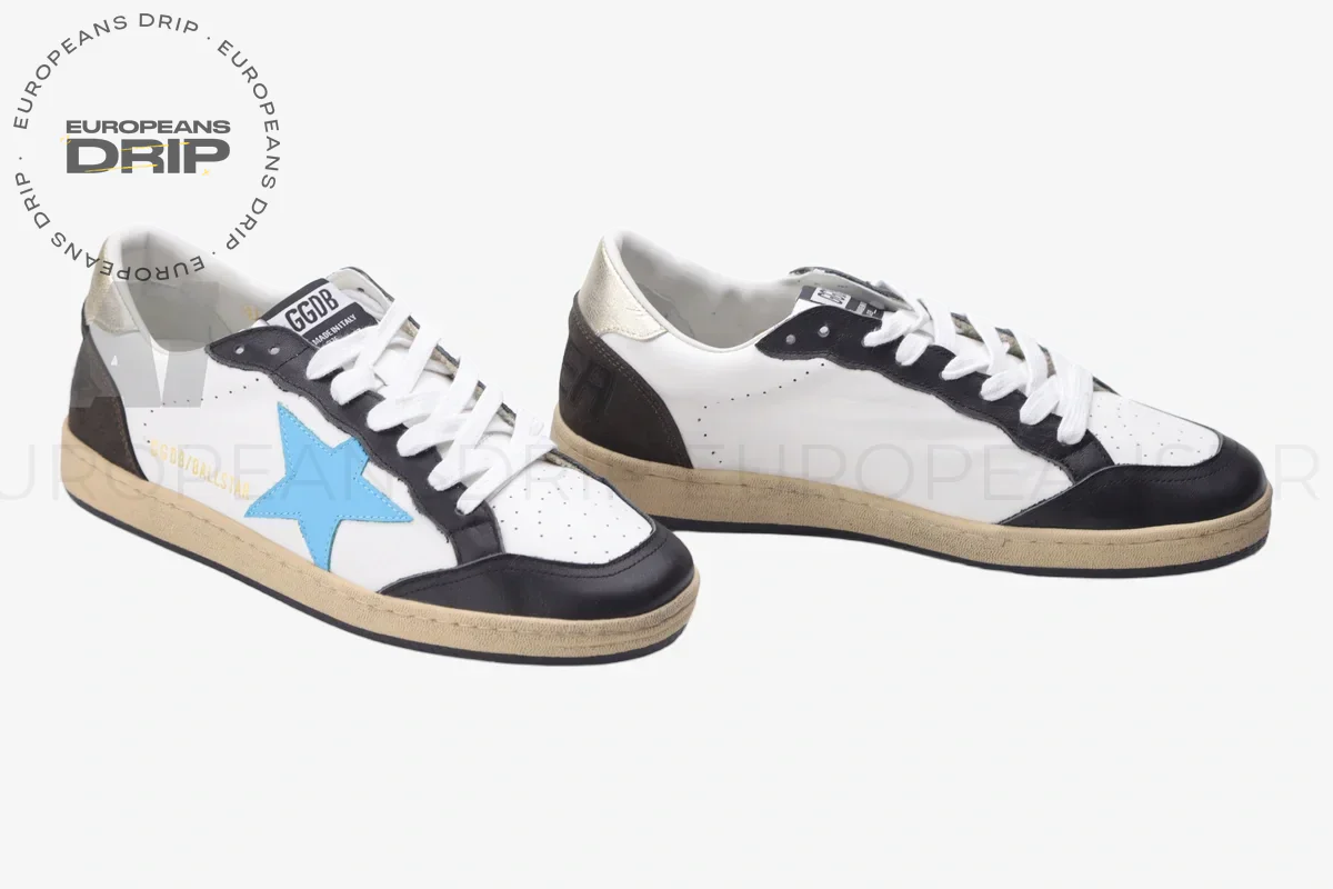 Star White Brown Blue Leather