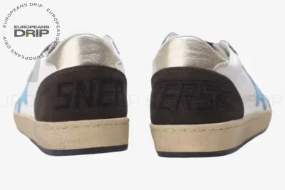 Star White Brown Blue Leather
