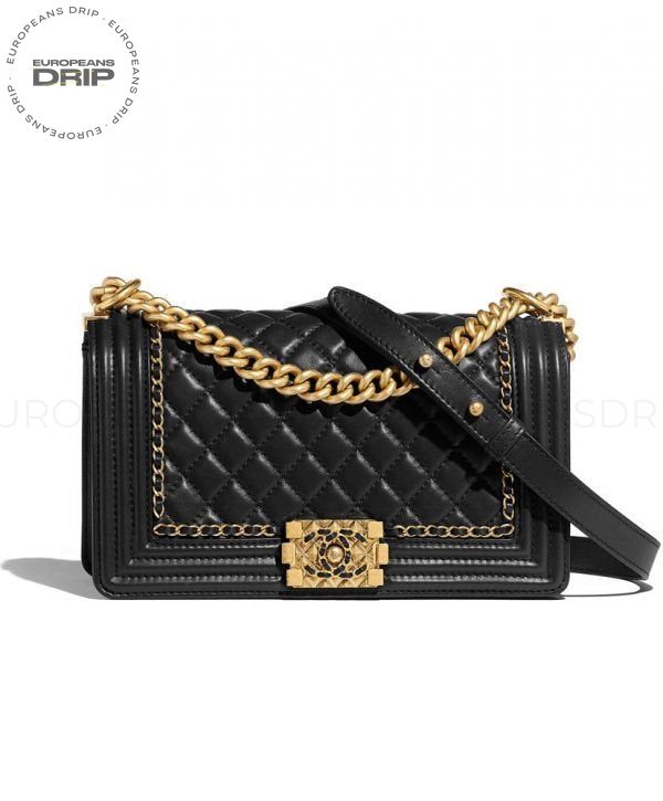 Boy flap Bag Black medium 25 cm