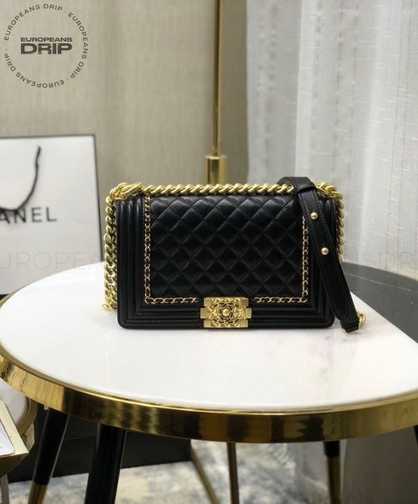 Boy flap Bag Black medium 25 cm