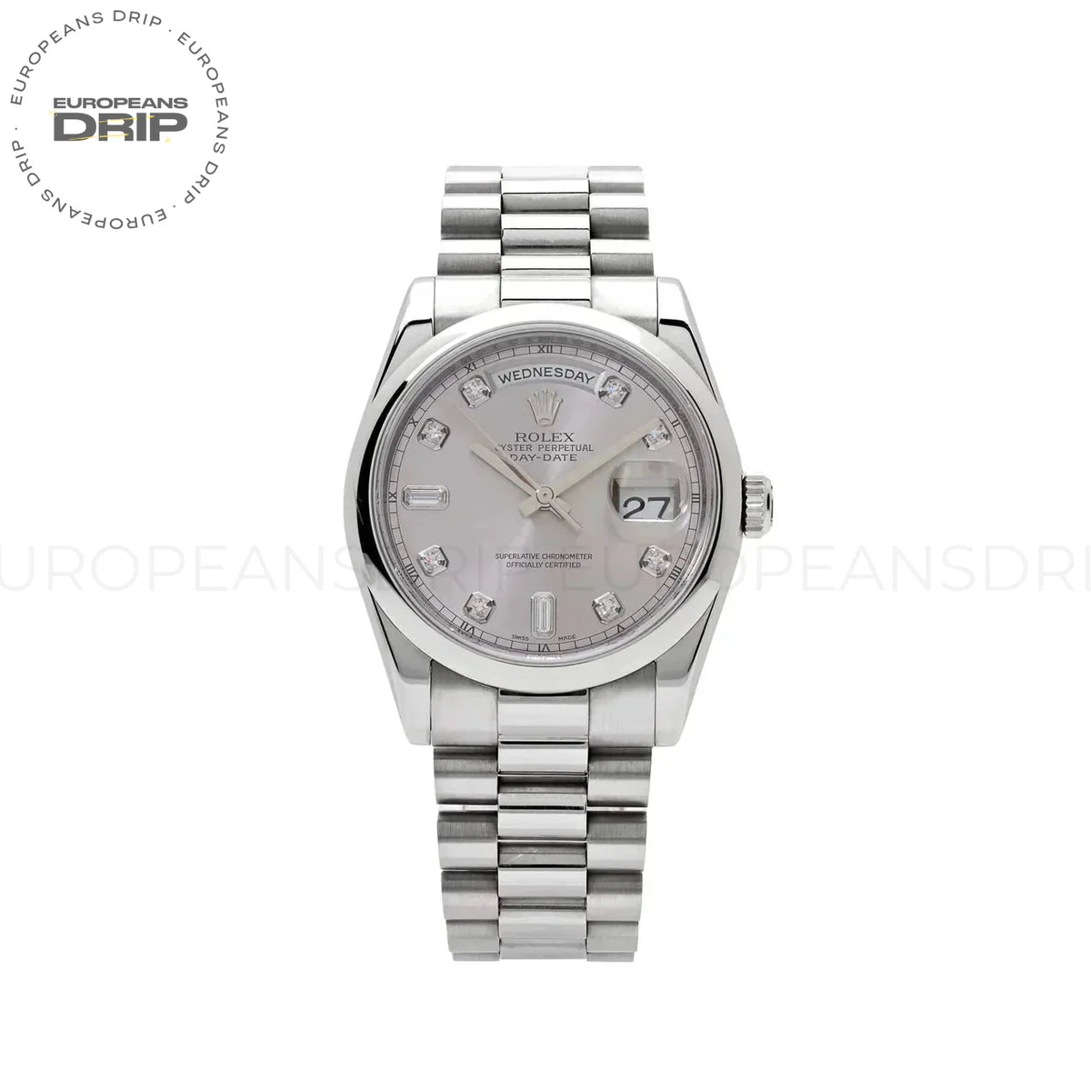 Day-Date ⁠118206 Platinum Silver Diamond Dial (2022)