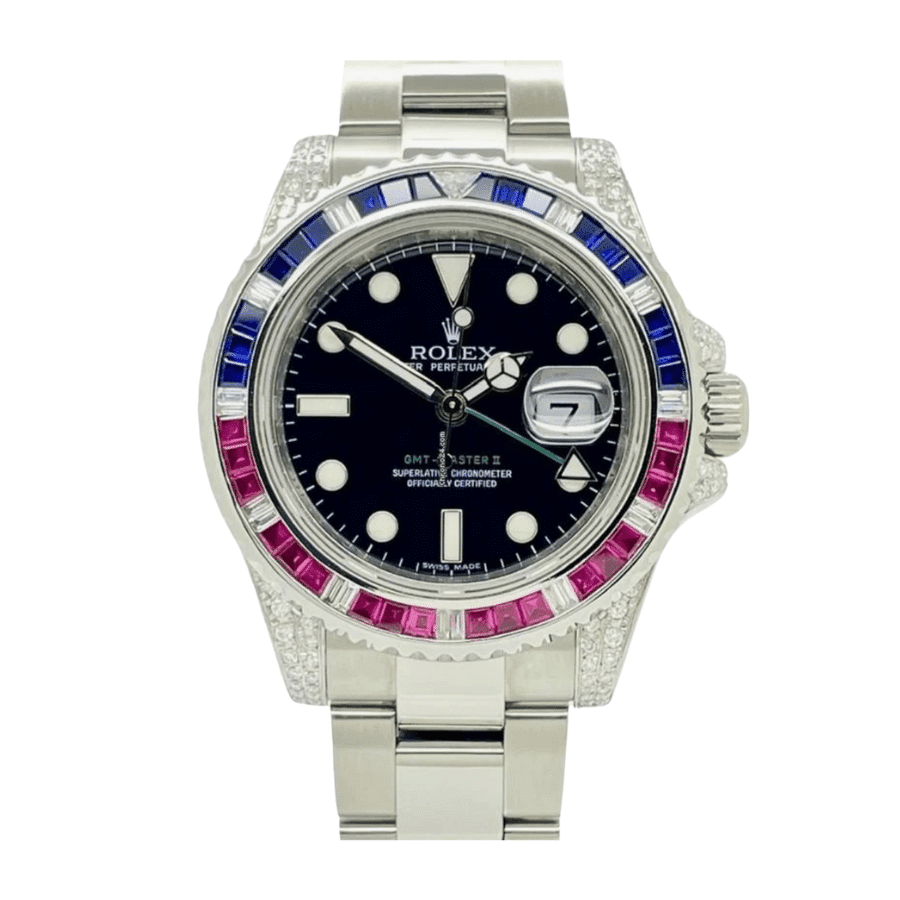 1-Rolexgmt-masteriicustomblackdiamondsetdial40mm_67170021-b758-4c9e-8d23-91027c7b0ed4.png Gmt-master ii custom black diamond set dial 40mm - Image 1