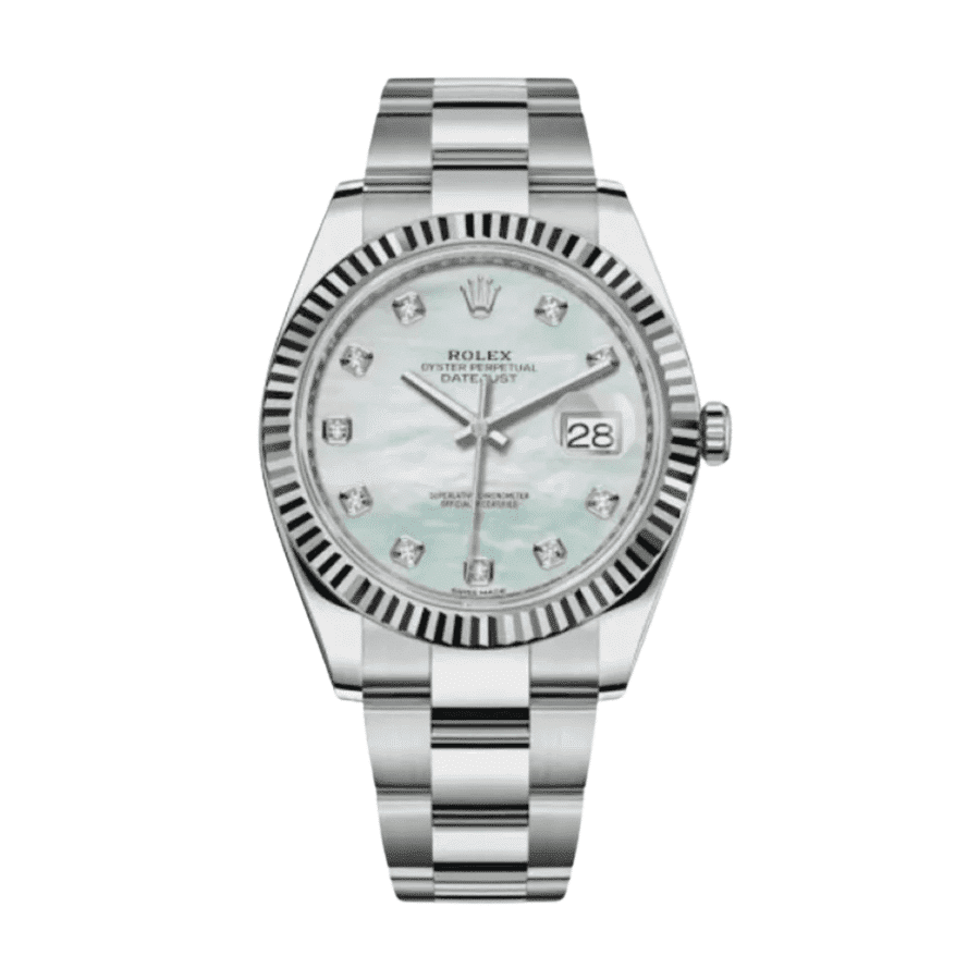 28-Rolexdatejustdiamondmotherofpearldial41mm.png Date just diamond mother of pearl dial 41mm - Image 1